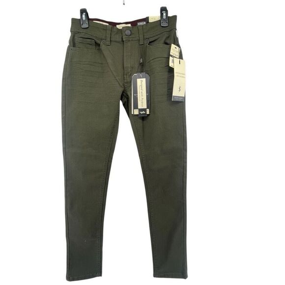 Scott James Men’s Army Green Natural Stretch Slim Fit 5-Pocket Style Jeans 30/30 - Picture 1 of 17